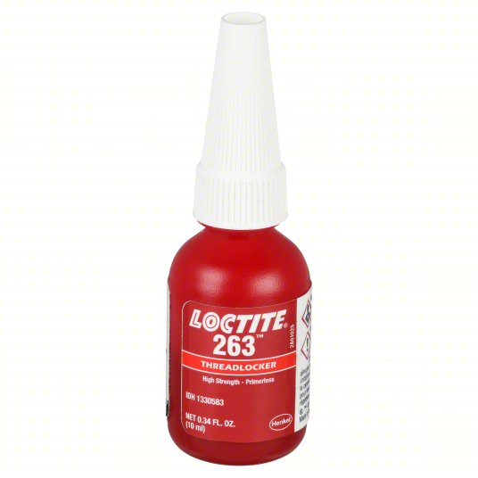 LOCTITE 1330583 263 RED HIGH STRENGTH THREADLOCKER FOR FASTENERS UP TO 1 10 MIL BOTTLE