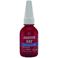LOCTITE 1329837 243 BLUE MEDIUM STRENGTH PRIMERLESS THREADLOCKER FOR FASTENERS 1/4-3/4 10 MIL BOTTLE