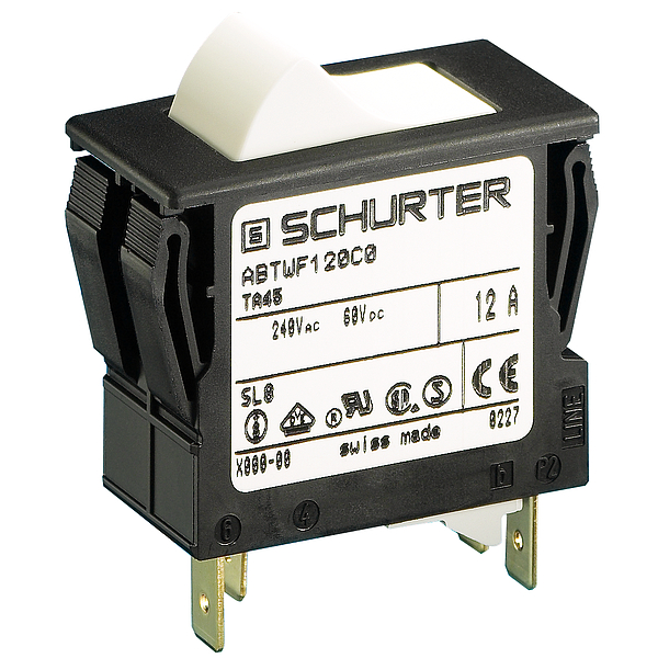 Schurter TA45-ABDBLJ20C0 Circuit Breaker, 2 Pole Rocker, 2A 240VAC 60VDC Parts Distributor TA45 Series Circuit Breaker, 2 Pole Rocker