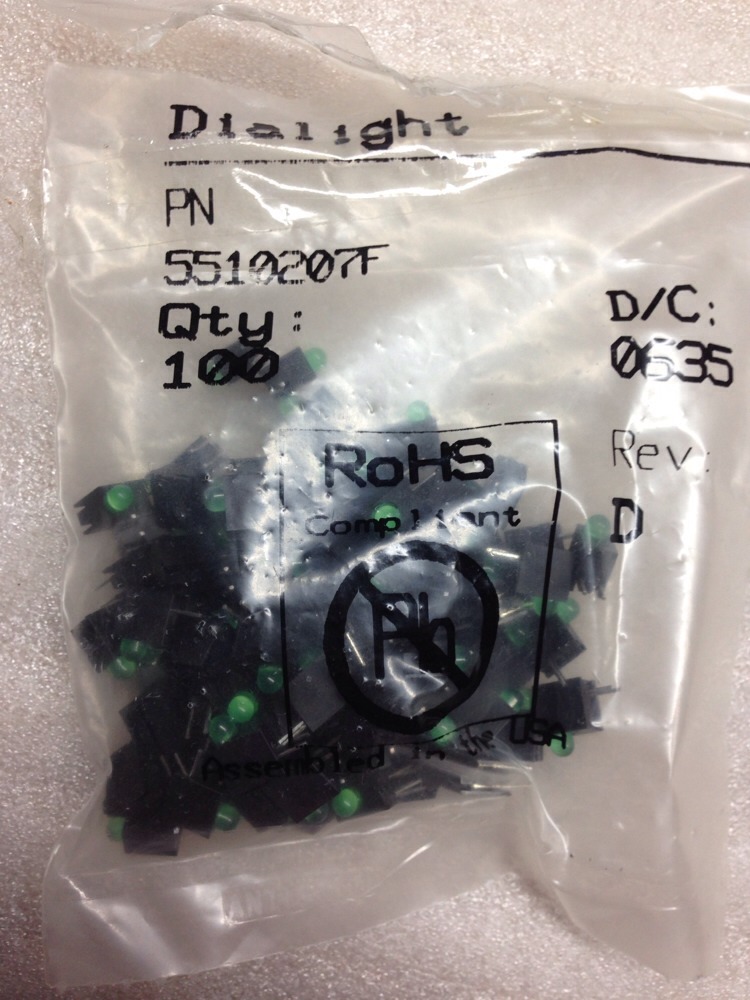 551-0207F DIALIGHT Green LED 3MM 10MA 563NM Parts Distributor 551-0207F DIALIGHT Green LED 3MM 10MA 563NM