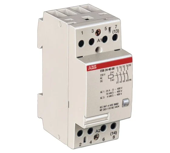 ESB24-40-24AC/DC ABB Installation Contactor 4 Pole 24AC/DC 16kW 24V DIN Rail Parts Distributor ESB24-40-24AC/DC ABB Installation Contactor 4 Pole 24AC/DC 16kW 24V DIN Rail