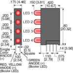 LEDtronics 41PCT170T4-R/G/G/G LED PC Board T1 3mm Quad-Level Right-Angle Parts Distributor LEDtronics 41PCT170T4-R/G/G/G LED PC Board T1 3mm Quad-Level Right-Angle