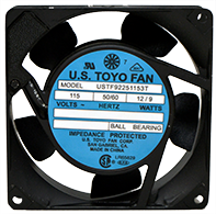 USTF92251153T U.S. TOYO AC Fan 115V 35CFM 38dB 92 X 92 X 25mm Axial Ball Bearing Parts Distributor USTF92251153T U.S. TOYO AC Fan 115V 35CFM 38dB 92 X 92 X 25mm Axial Ball Bearing