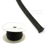 BSPET-FR5 PET Expandable Braided Sleeve, Black Parts Distributor BSPET-FR5 PET Expandable Braided Sleeve, Black