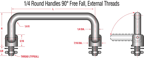 AMATOM 11709-A-2528 Aluminum Round Handle 1/4″ 90 Degree Free Fall with External 1/4″-28 Threaded Stud Parts Distributor AMATOM 11709-A-2528 Aluminum Round Handle 1/4" 90 Degree Free Fall with External 1/4"-28 Threaded Stud