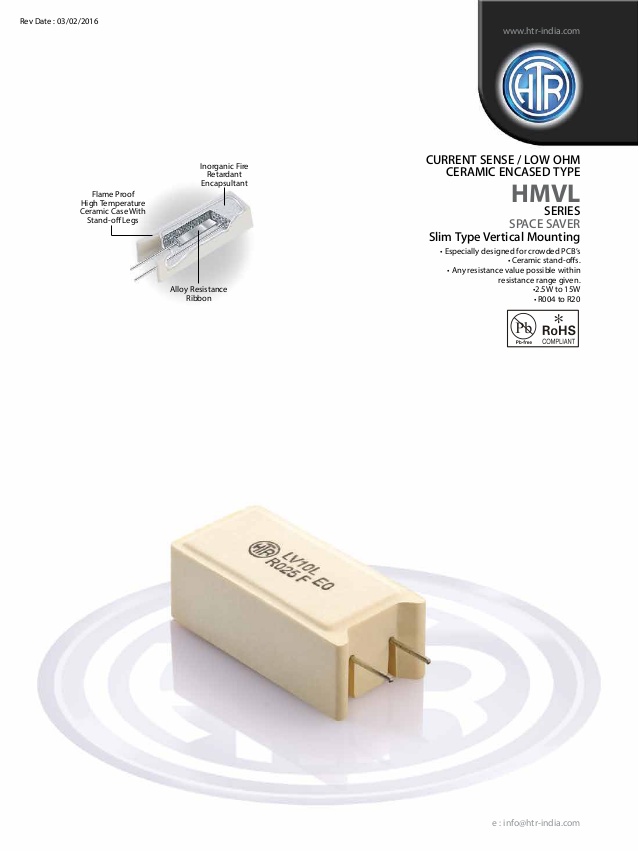 HTR HMVL Current Sense Resistors :: Ceramic Encased Resistor Parts Distributor HTR HMVL Current Sense Resistors :: Ceramic Encased Resistor