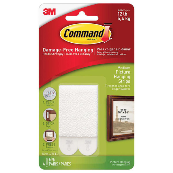 17201-4PK-ES 3M Medium White Command Picture Hanging Strips Parts Distributor 17201-4PK-ES 3M Medium White Command Picture Hanging Strips
