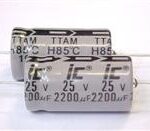 228TTA025M Electrolytic Capacitor 2200µF 20%, 25V, 16mm, Axial Parts Distributor 228TTA025M Electrolytic Capacitor 2200µF 20%