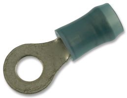 TE Connectivity / AMP 320565 Ring Lug Terminal 14-16AWG, Blue Parts Distributor TE Connectivity / AMP 320565 Ring Lug Terminal 14-16 AWG to #8 Stud Insulated Blue Nylon
