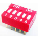 DS-05-V Diptronics DIP Switch 5 Slide 0.025A 24VDC 2.54mm Parts Distributor DS-05-V Diptronics