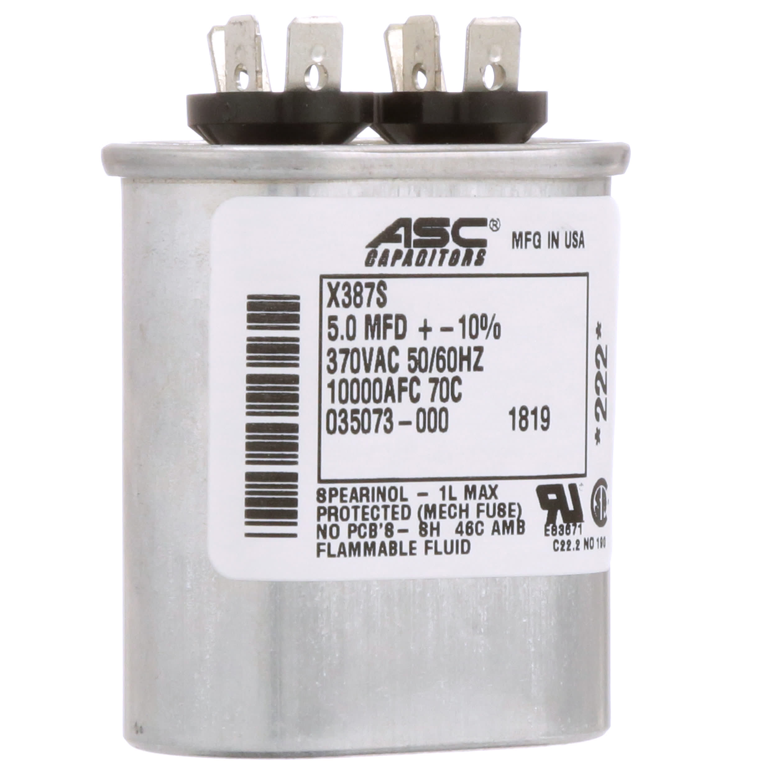 X389S-5-10-400 ASC Capacitor Metallized Polypropylene 5uF 400V Radial Parts Distributor X389S-5-10-400 ASC Capacitors