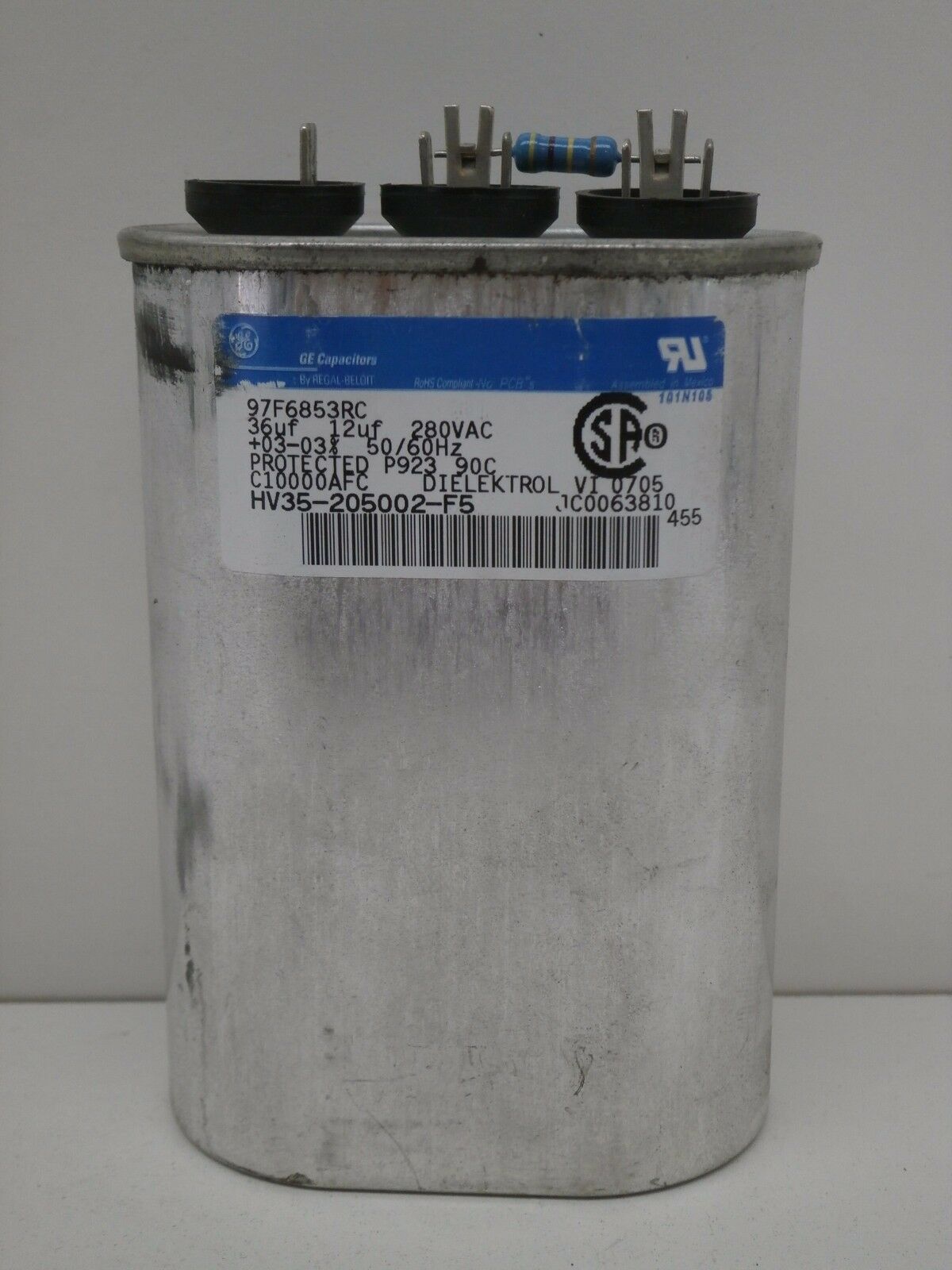 27L809RC Genteq Capacitor 20uF 580V Can Parts Distributor 97F6853RC GE/Genteq Capacitor 36uF 280Vac Oval