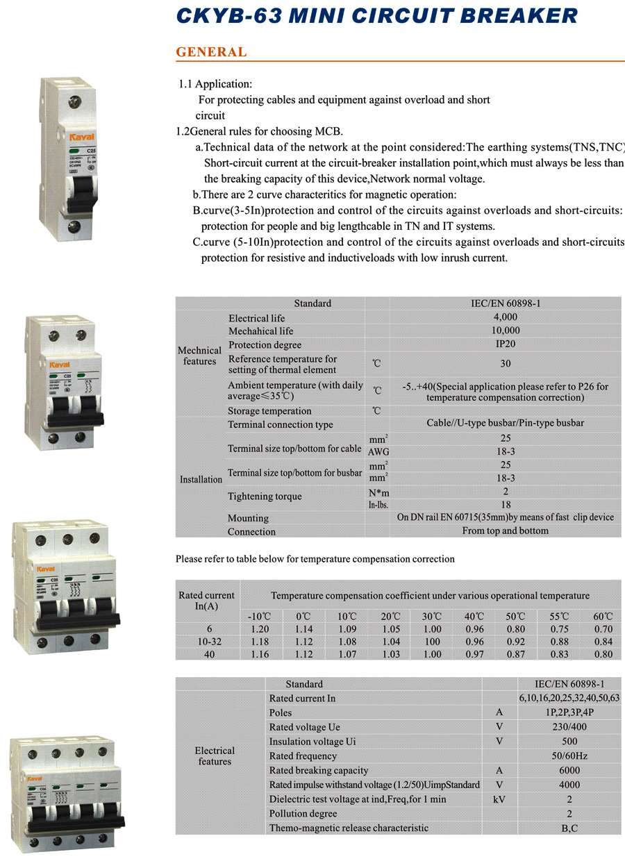 CKYB-63/2P-3A KAYAL Miniature circuit breaker Parts Distributor CKYB-63/2P-3A Electronic Components