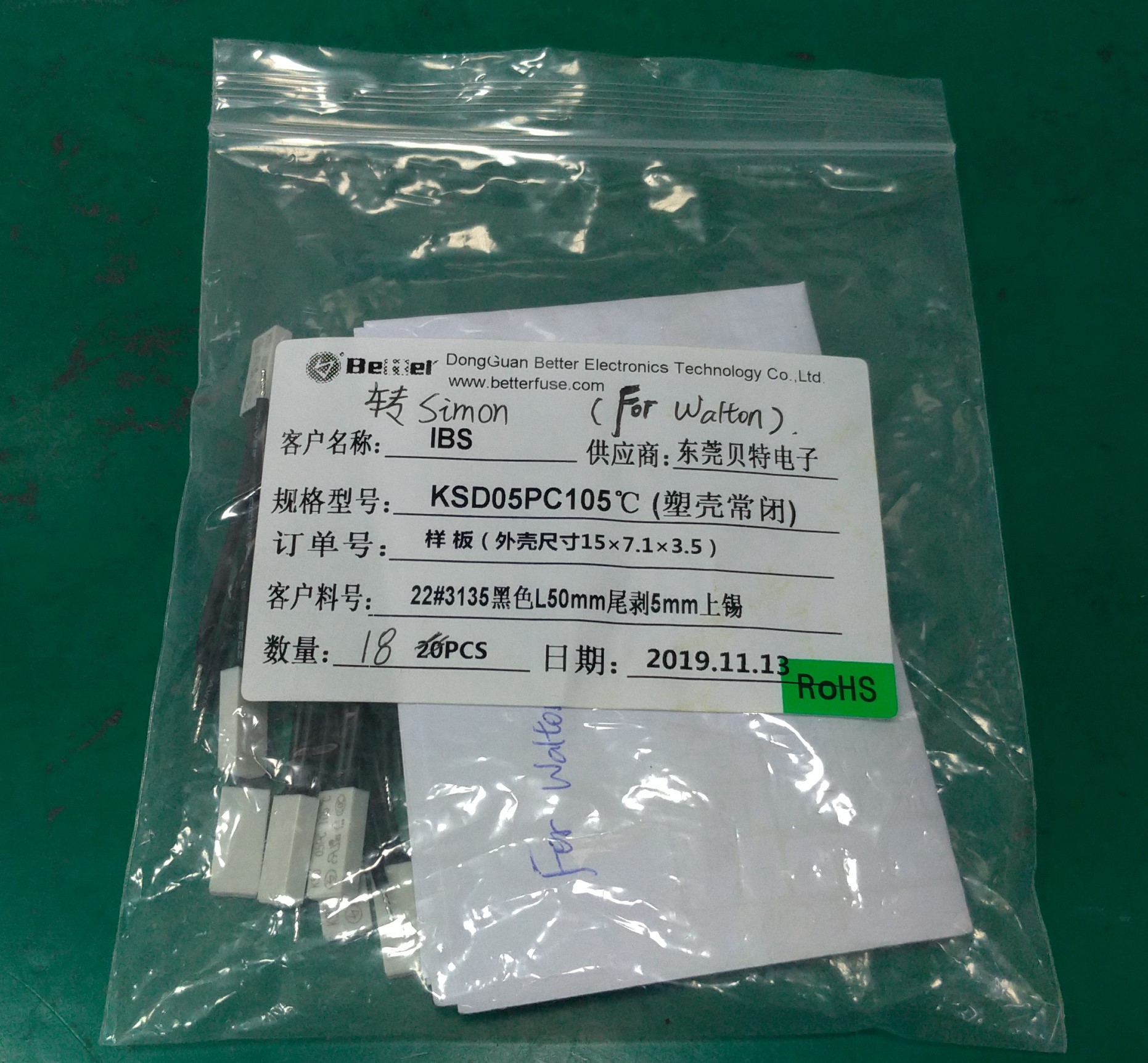 KSD05PC105C Better fuse Thermal Cut-off Parts Distributor KSD05PC105C Betterfuse