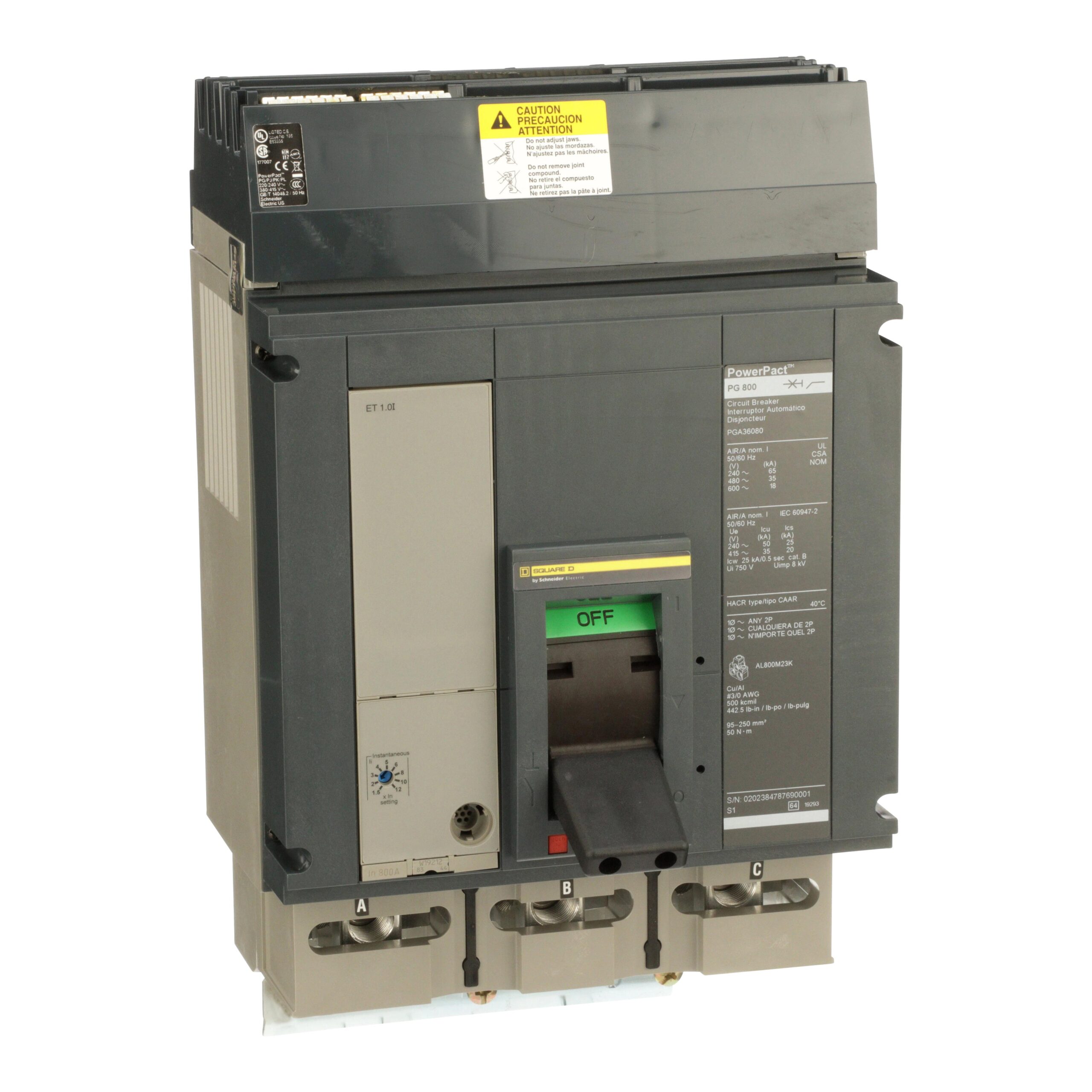 PGA36080 Schneider Circuit Breaker 600V 800A 3Poles Parts Distributor PGA36080 Schneider Electric Molded Circuit Breaker 600V 800A Toggle