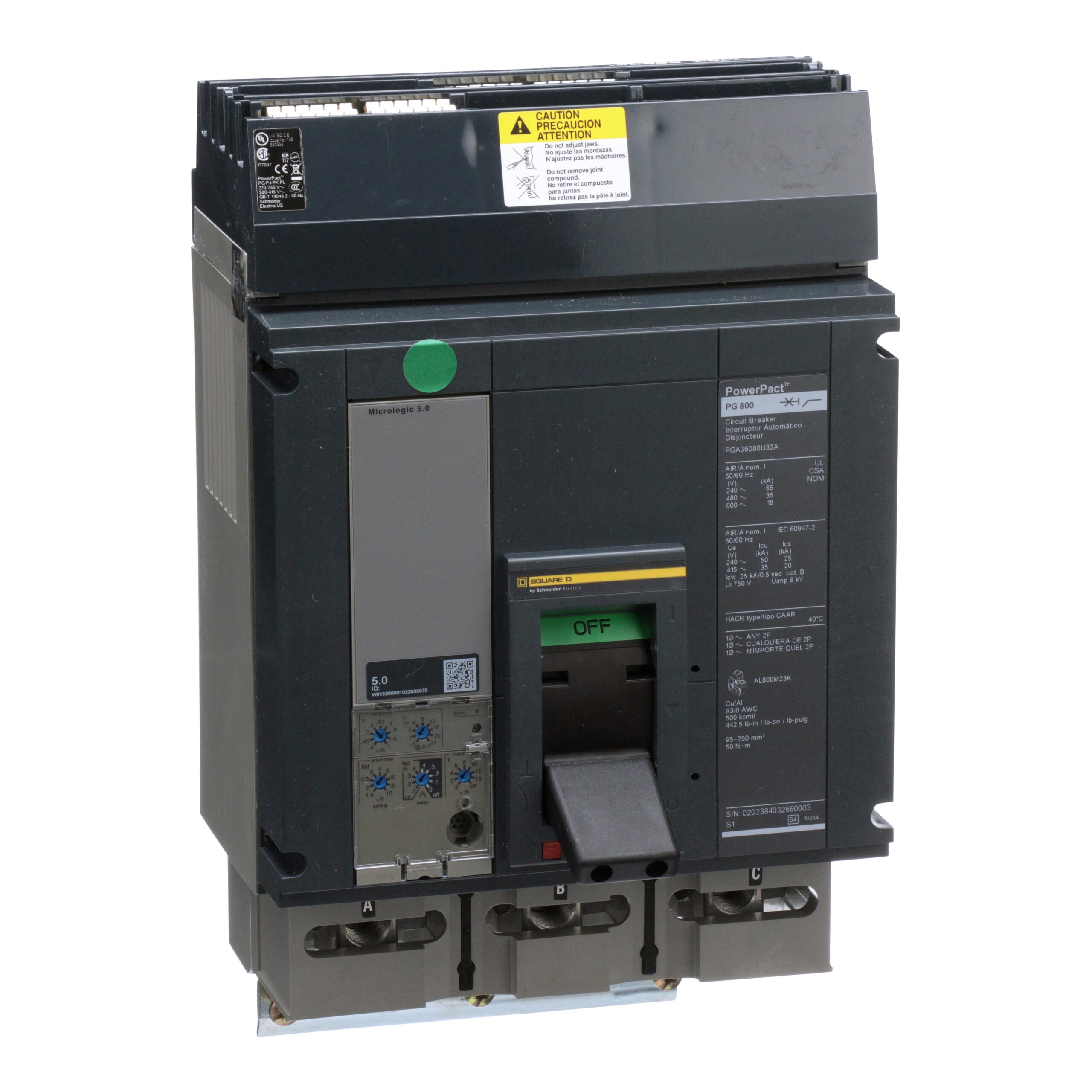 PGA36080U33A Schneider Circuit Breaker 600V 800A Toggle Parts Distributor PGA36080U33A Schneider Electric Molded Circuit Breaker 600V 800A Toggle