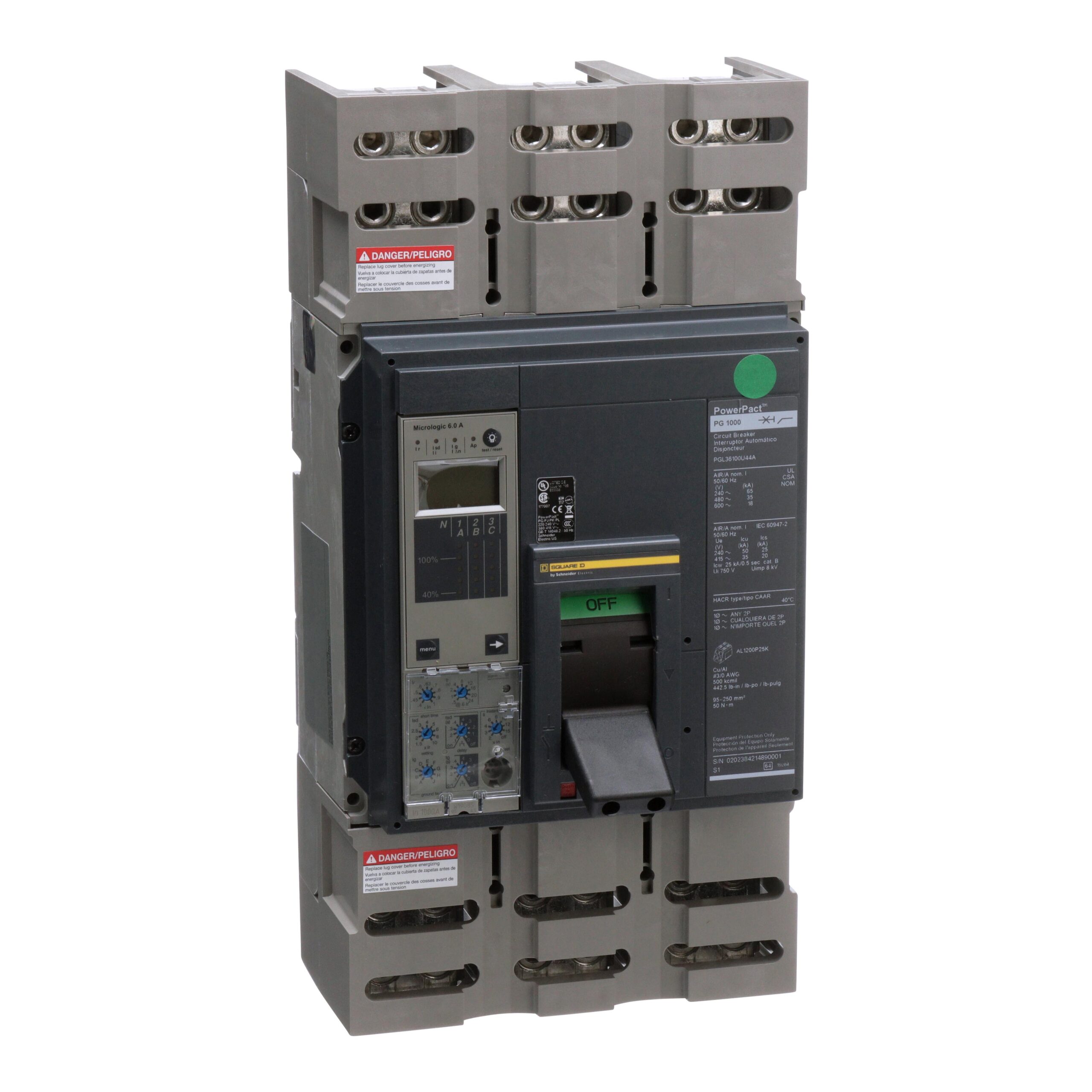 PGL36100U44A Schneider Circuit Breaker 600V 1kA 3-Poles Parts Distributor PGL36100U44A Schneider Electric Molded Circuit Breaker 600V 1kA Toggle