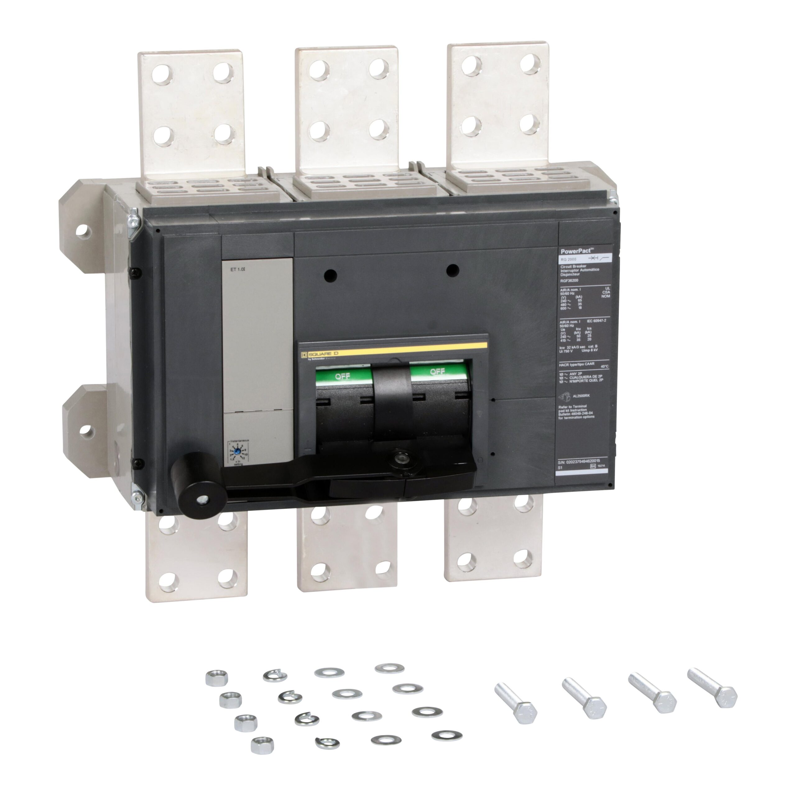 RGF36200 Schneider Circuit Breaker 600V 2kA 3-Poles Parts Distributor RGF36200 Schneider Electric Molded Circuit Breaker 600V 2kA Lever