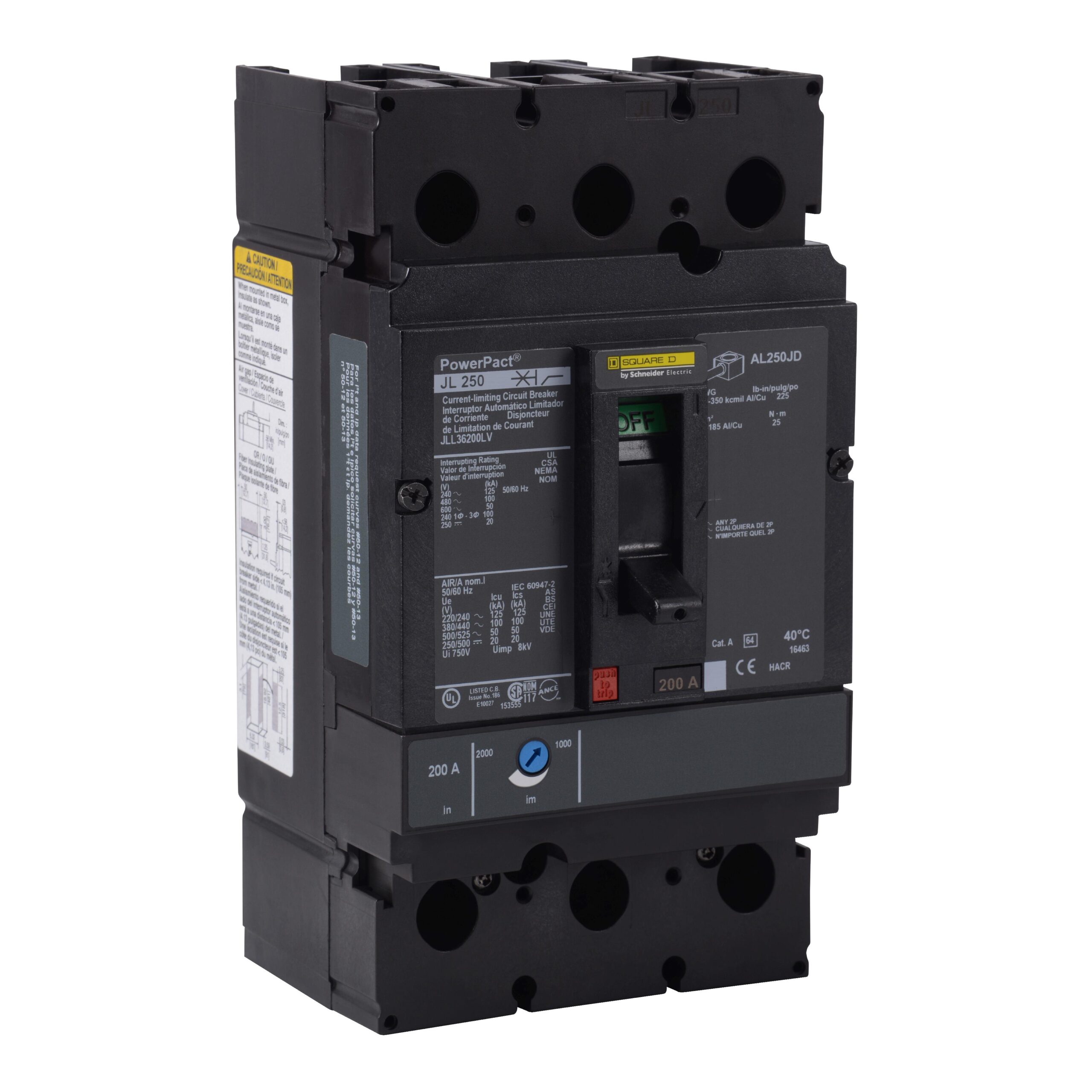 JLL36250LV Schneider Circuit Breaker 600V 250A 3-Poles Parts Distributor JLL36250LV Schneider Electric Molded Circuit Breaker 600V 250A Toggle
