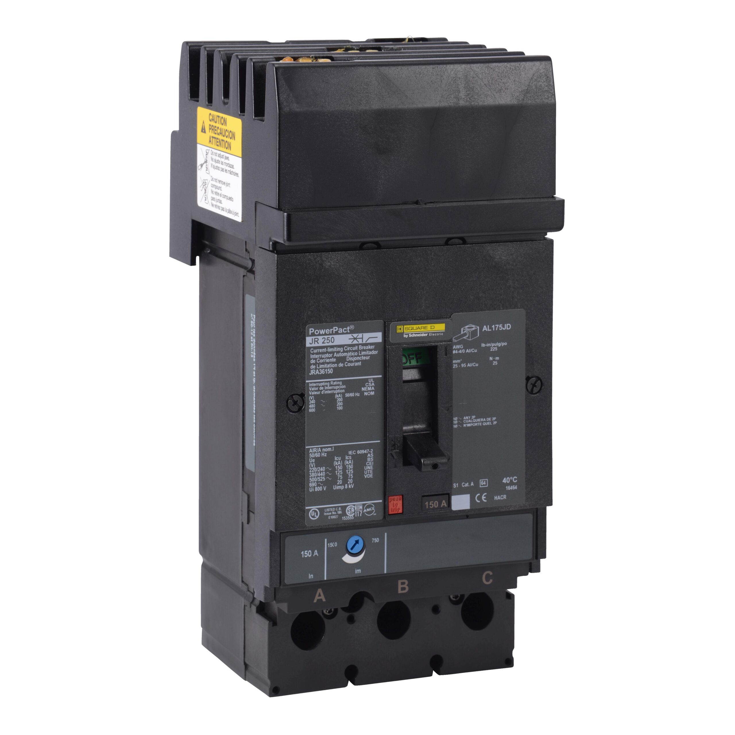JRA36250 SquareD Circuit Breaker 600V 250A 3-Poles Parts Distributor JRA36250 Schneider Electric Molded Circuit Breaker 600V 250A Toggle