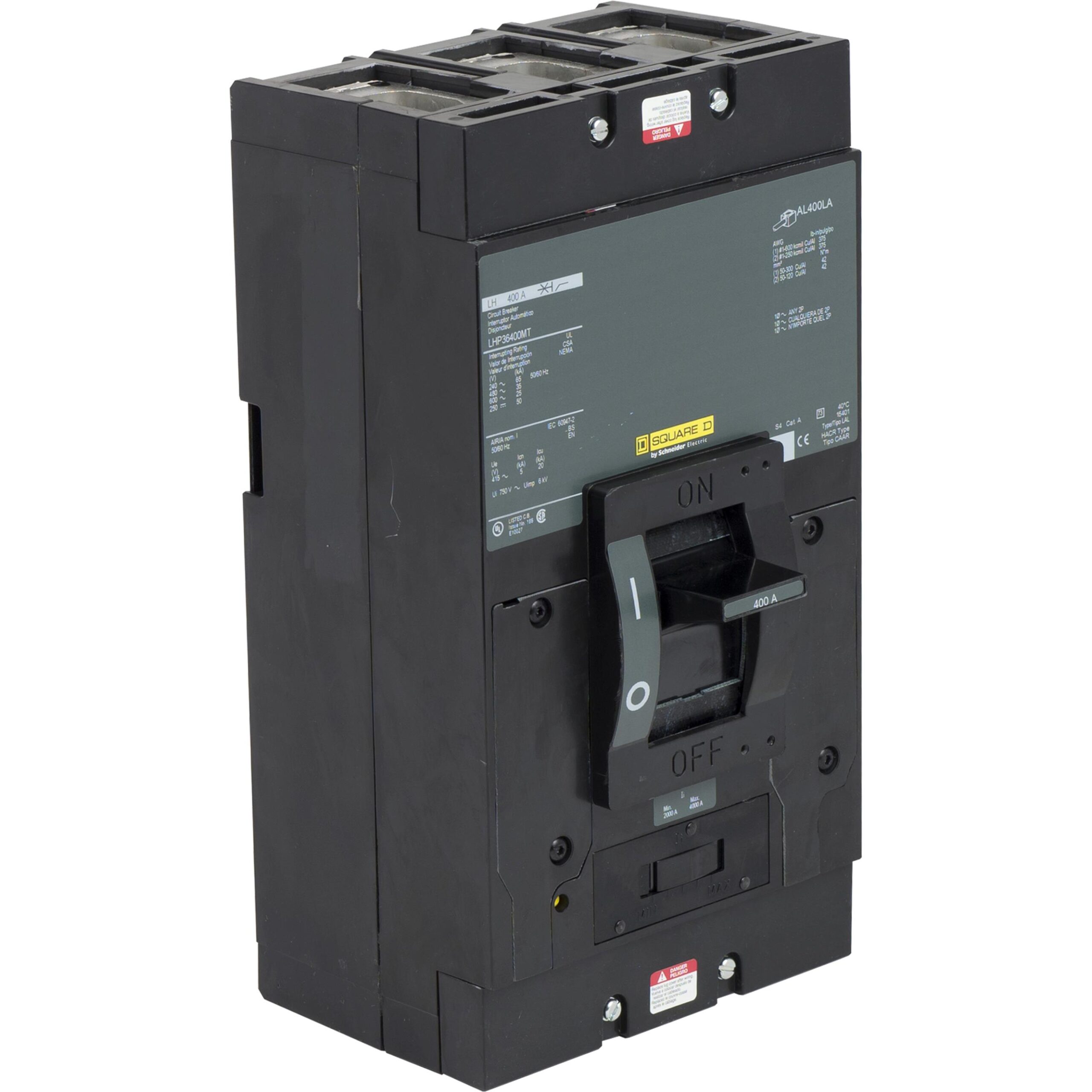LHP36400MT Schneider Circuit Breaker 600V 400A 3-Poles Parts Distributor LHP36400MT Schneider Electric Molded Circuit Breaker - 400A Lever