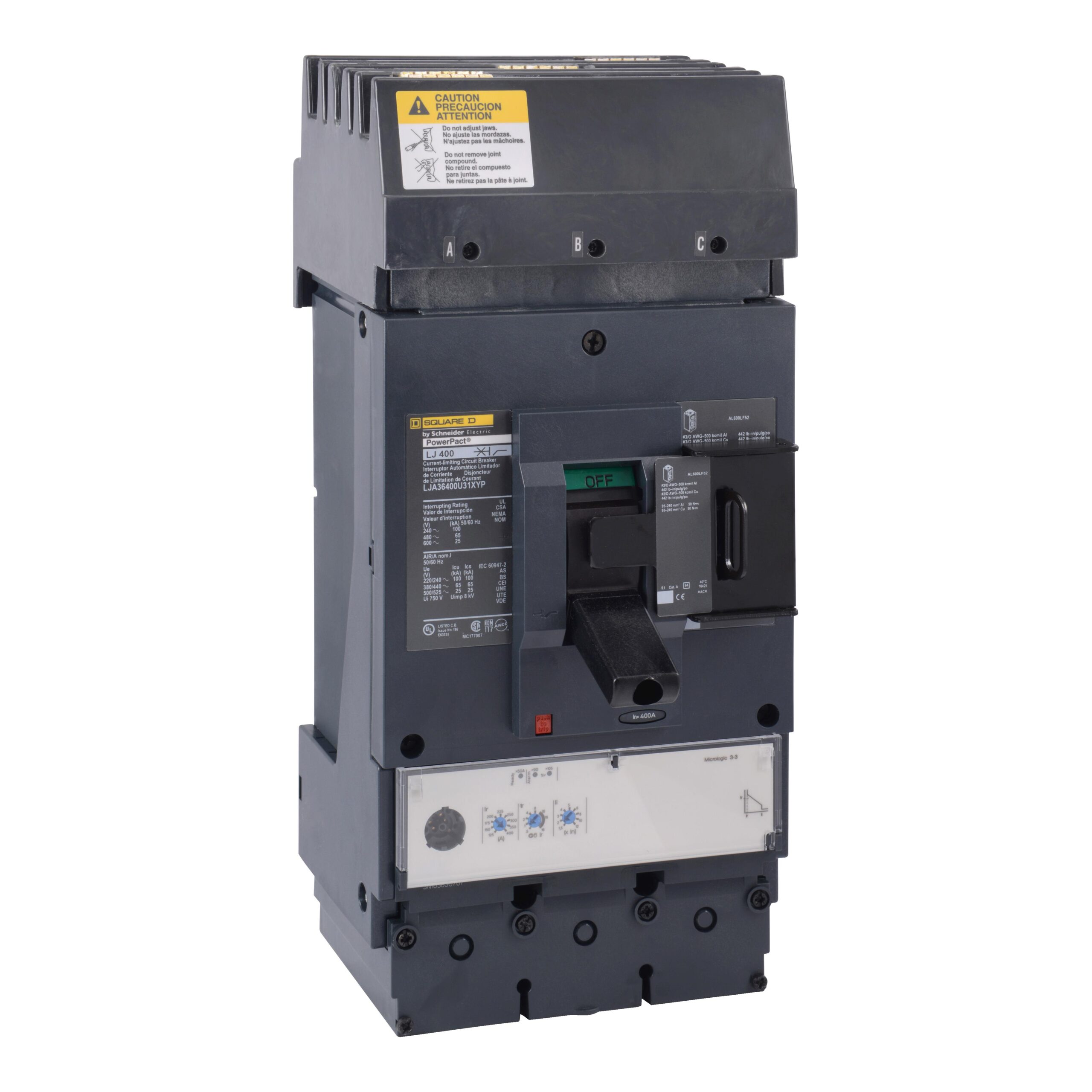 LJA36600U31XYP SquareD Circuit Breaker 600V 600A 3-Poles Parts Distributor LJA36600U31XYP Schneider Electric CIRCUIT Circuit Breaker 600V 600A Toggle