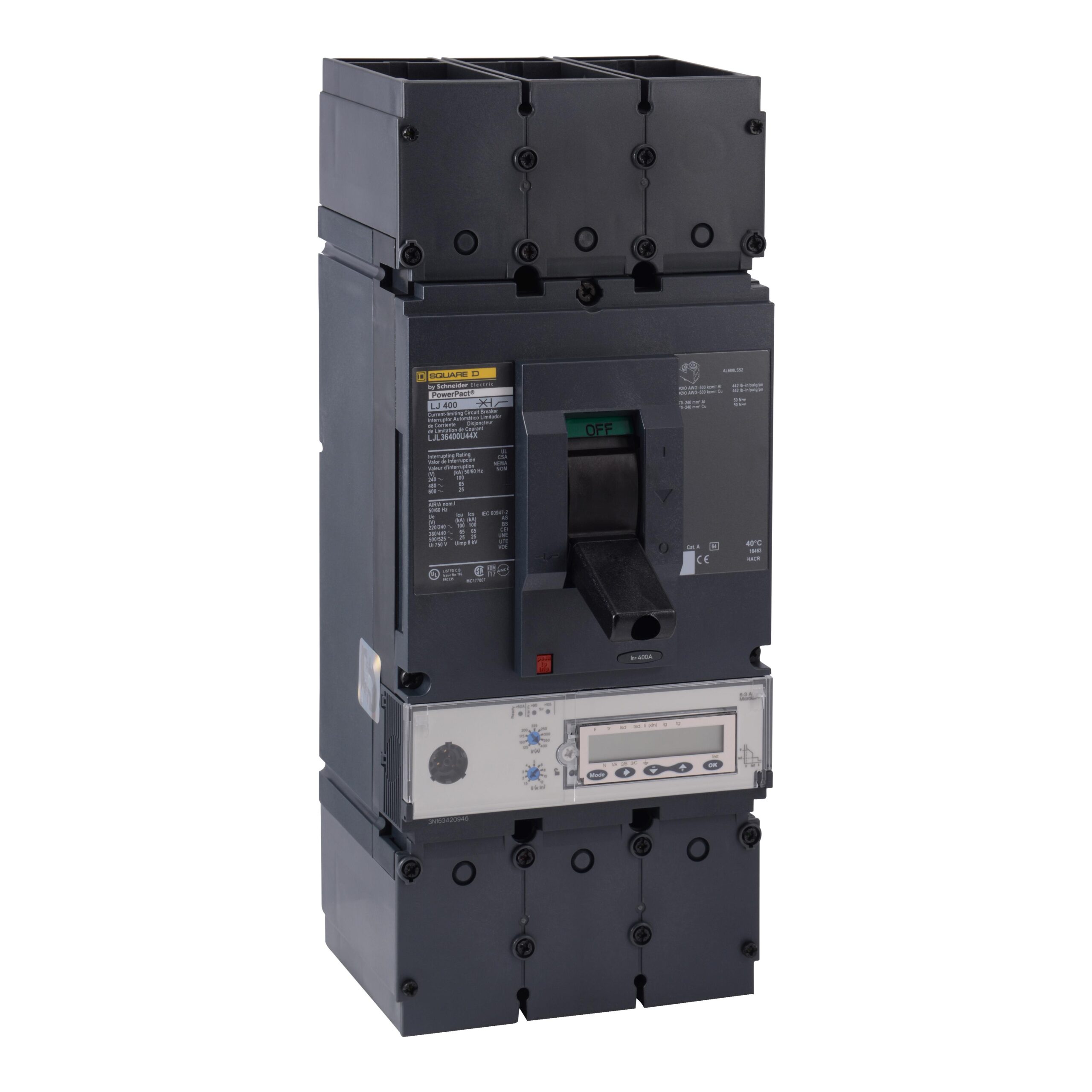 LJL36600U44X Schneider Circuit Breaker 240V 600A 3-Poles Parts Distributor LJL36600U44X Schneider Electric Molded Circuit Breaker 240V 600A Toggle