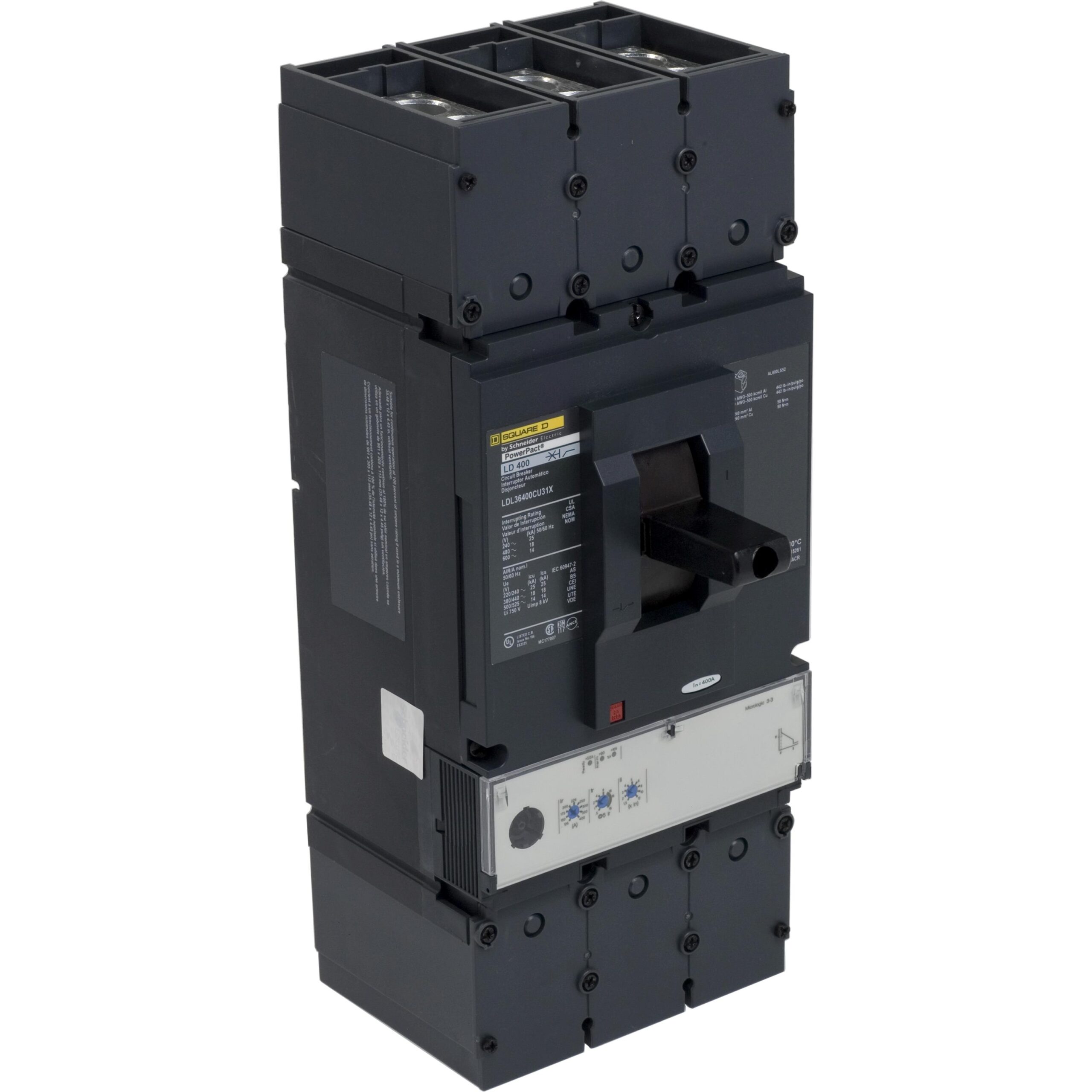 LLL36400CU31X Schneider Circuit Breaker 600V 400A Toggle Parts Distributor LLL36400CU31X Schneider Electric Molded Circuit Breaker 600V 400A Toggle