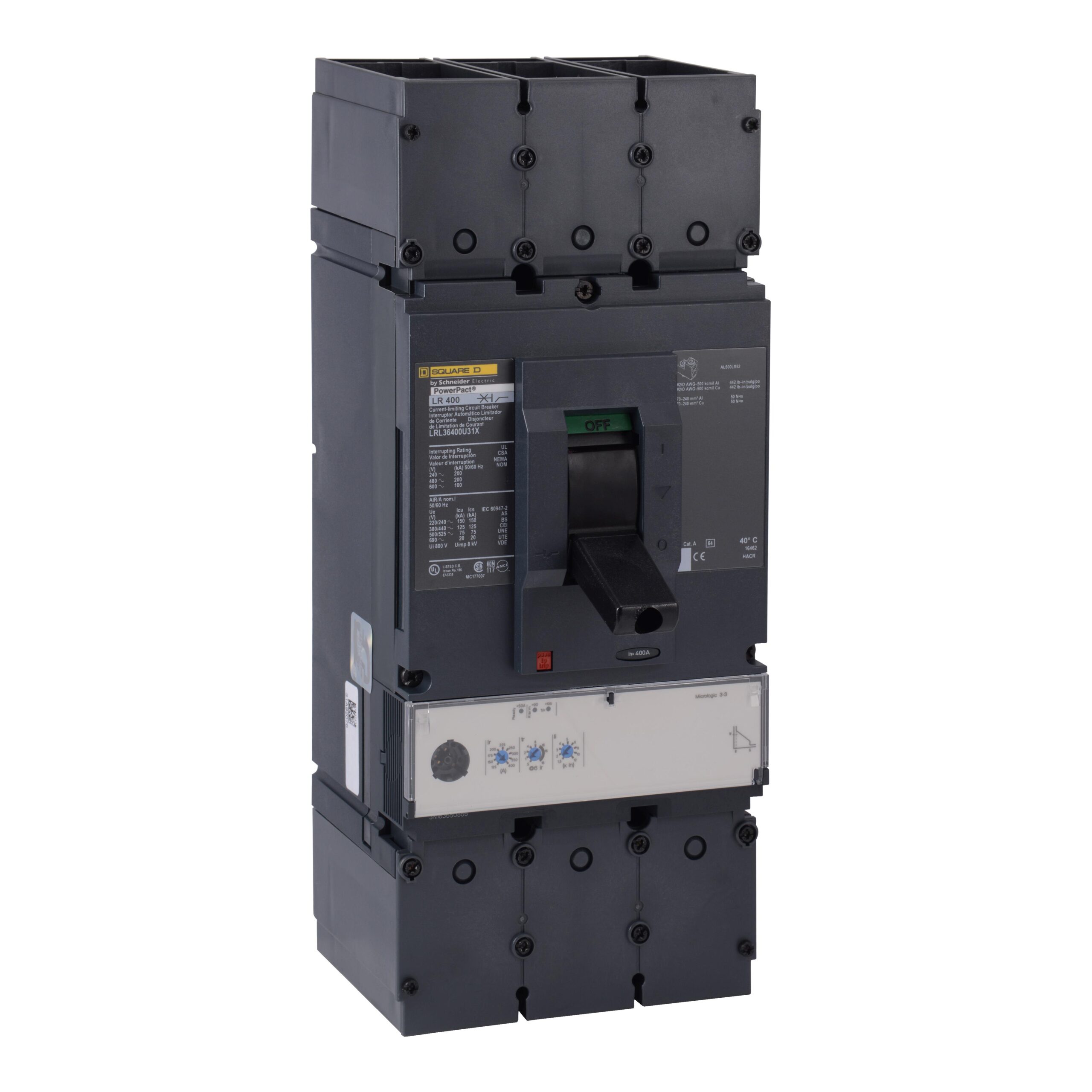 LRL36600U31X Schneider Circuit Breaker 600V 600A 3-Poles Parts Distributor LRL36600U31X Schneider Electric Molded Circuit Breaker 600V 600A Toggle