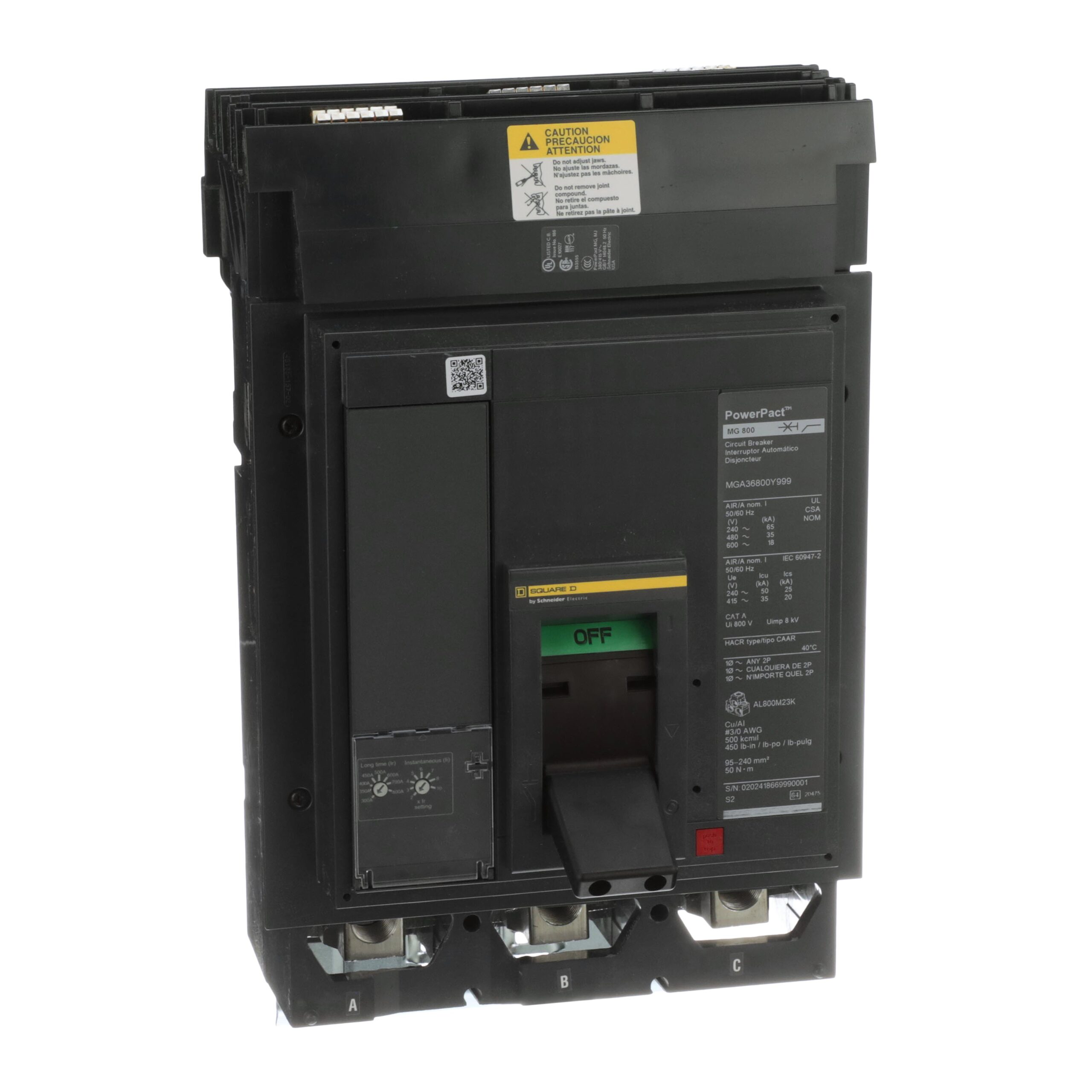 MGA36800E10JK Schneider Circuit Breaker 600V 800A 3-Poles Parts Distributor MGA36800E10JK Schneider Electric Molded Circuit Breaker 600V 800A Lever