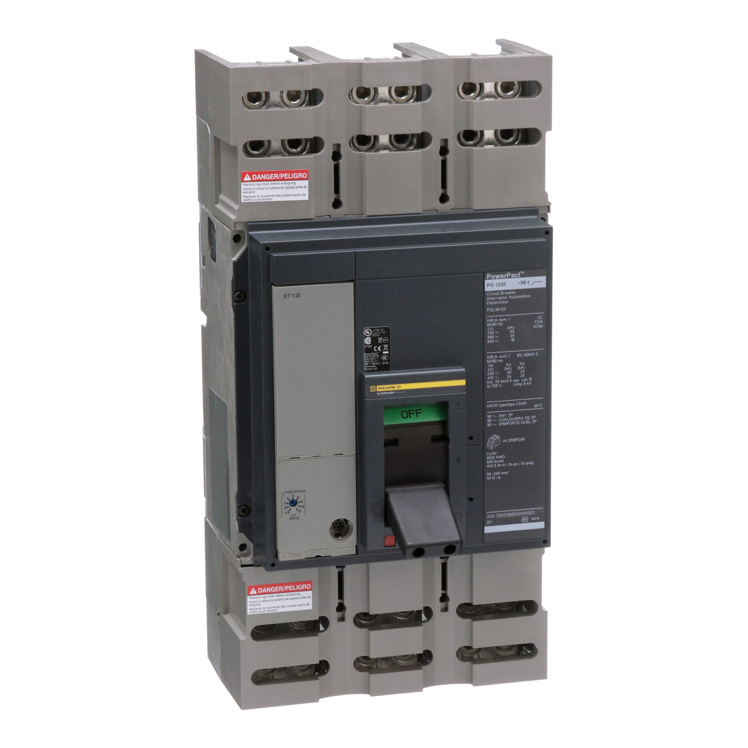 PGL36120 SquareD Circuit Breaker 600V 1200A 3 Poles Parts Distributor PGL36120 Schneider Electric Molded Circuit Breaker 600V 1.2kA Toggle