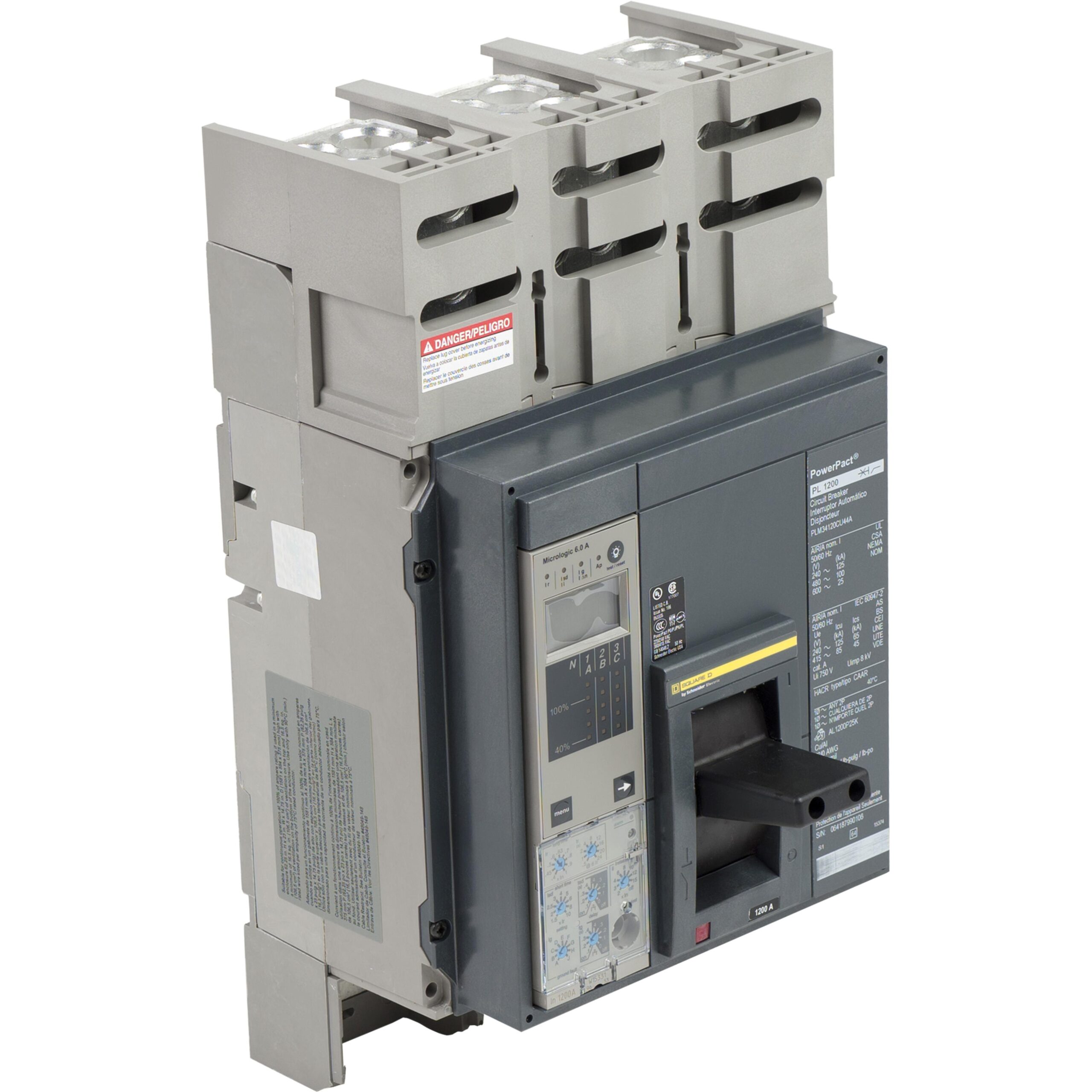 PLM34120CU44A Schneider Circuit Breaker 480V 1.2kA 3-Pole Parts Distributor PLM34120CU44A Schneider Electric Molded Circuit Breaker 480V 1.2kA Toggle