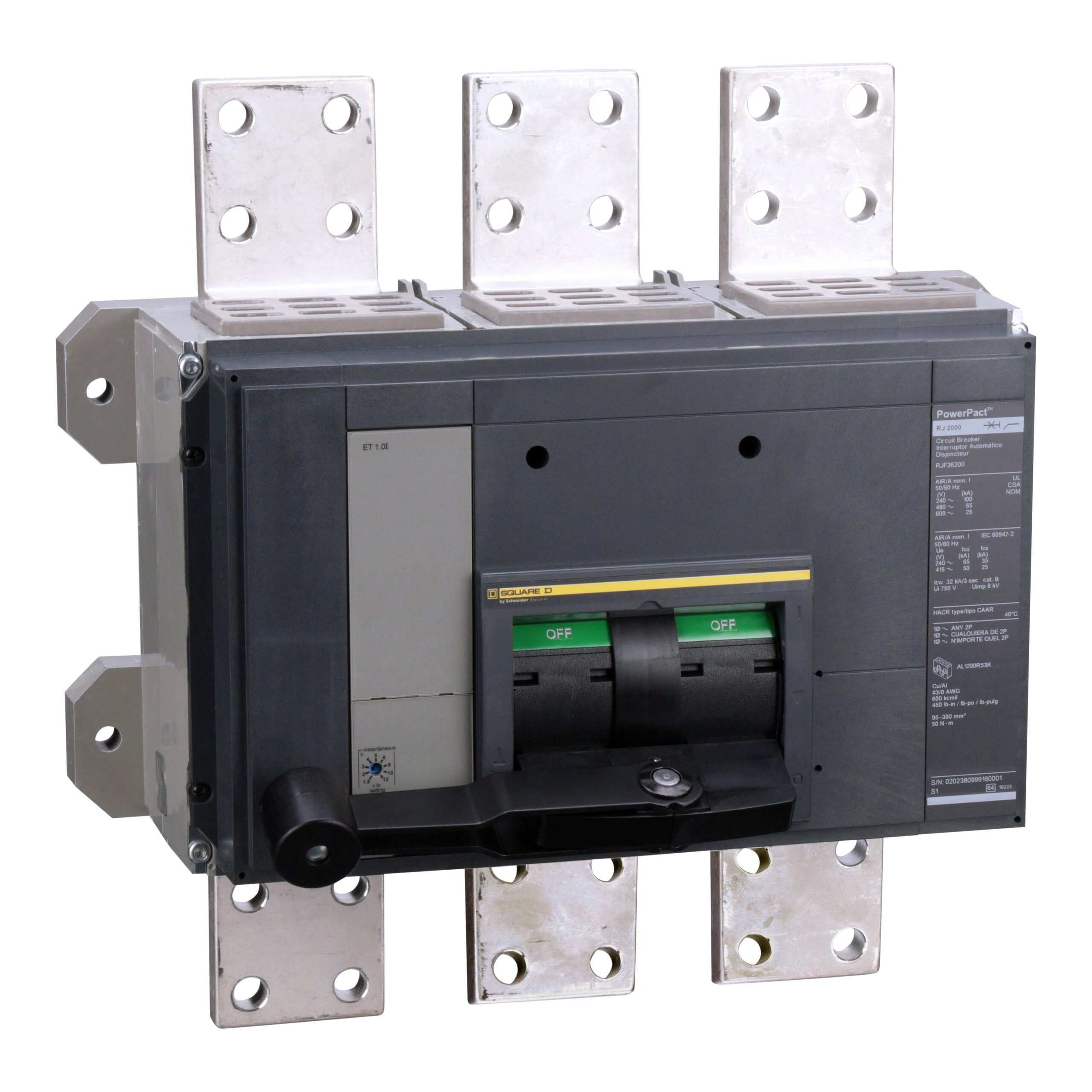 RJF36200 Schneider Circuit Breaker 600V 2kA 3-Pole Parts Distributor RJF36200 Schneider Electric Molded Circuit Breaker 600V 2kA Lever