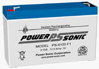 Powersonic PS-6100F2 – 6 Volt/12 Amp Hour Sealed Lead Acid Battery Parts Distributor PS6100F2 Electronic Components