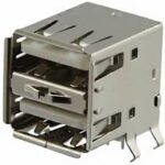 On-Shore USB-A2HSB6 Connector USB TYPE A DUAL R/A BLACK Parts Distributor USB-A (USB TYPE-A), Stacked Receptacle Connector 8 Position Through Hole, Right Angle