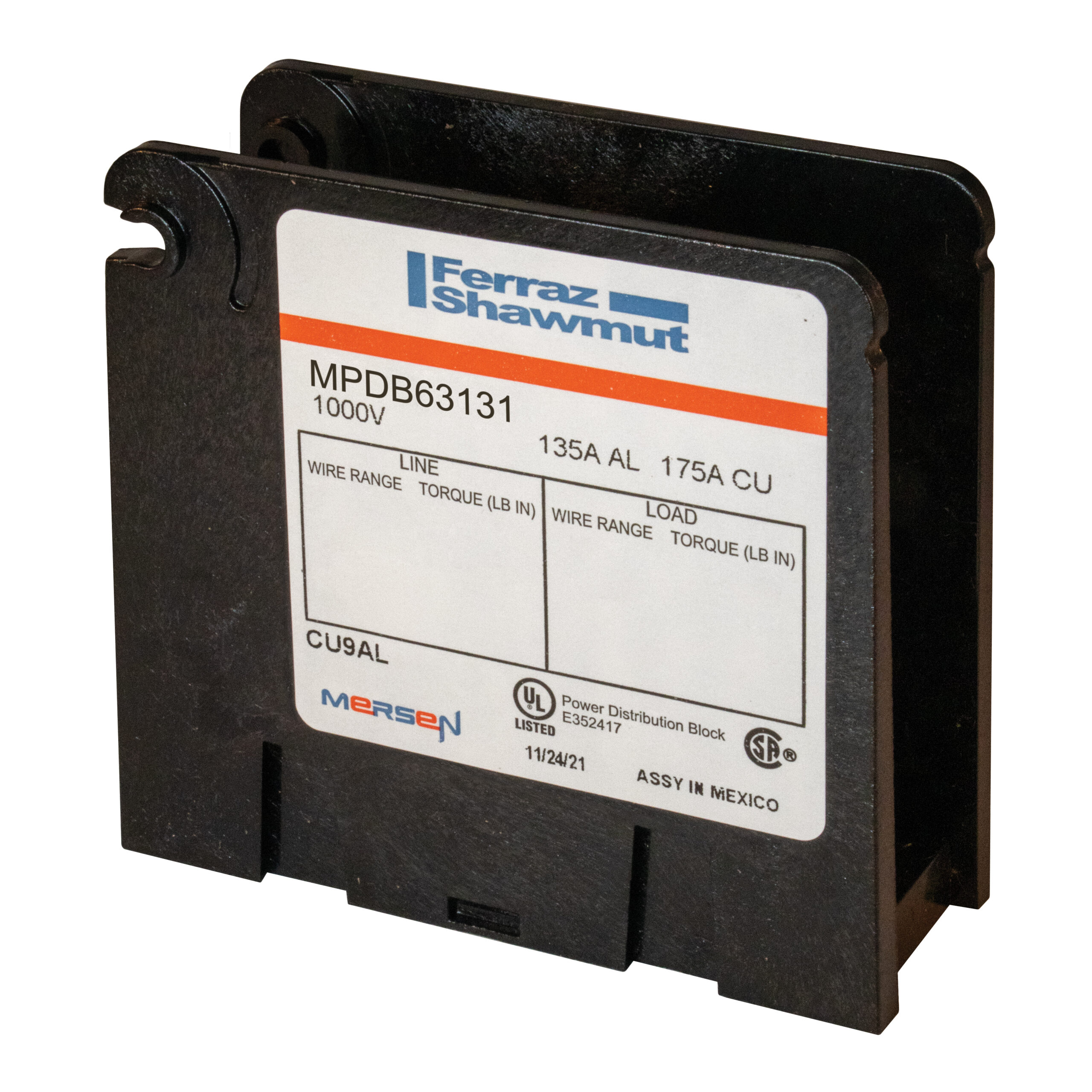 MPDB63131 Mersen Power Stud Terminal Block 1000V 175A Stud Parts Distributor Mersen MPDB63131