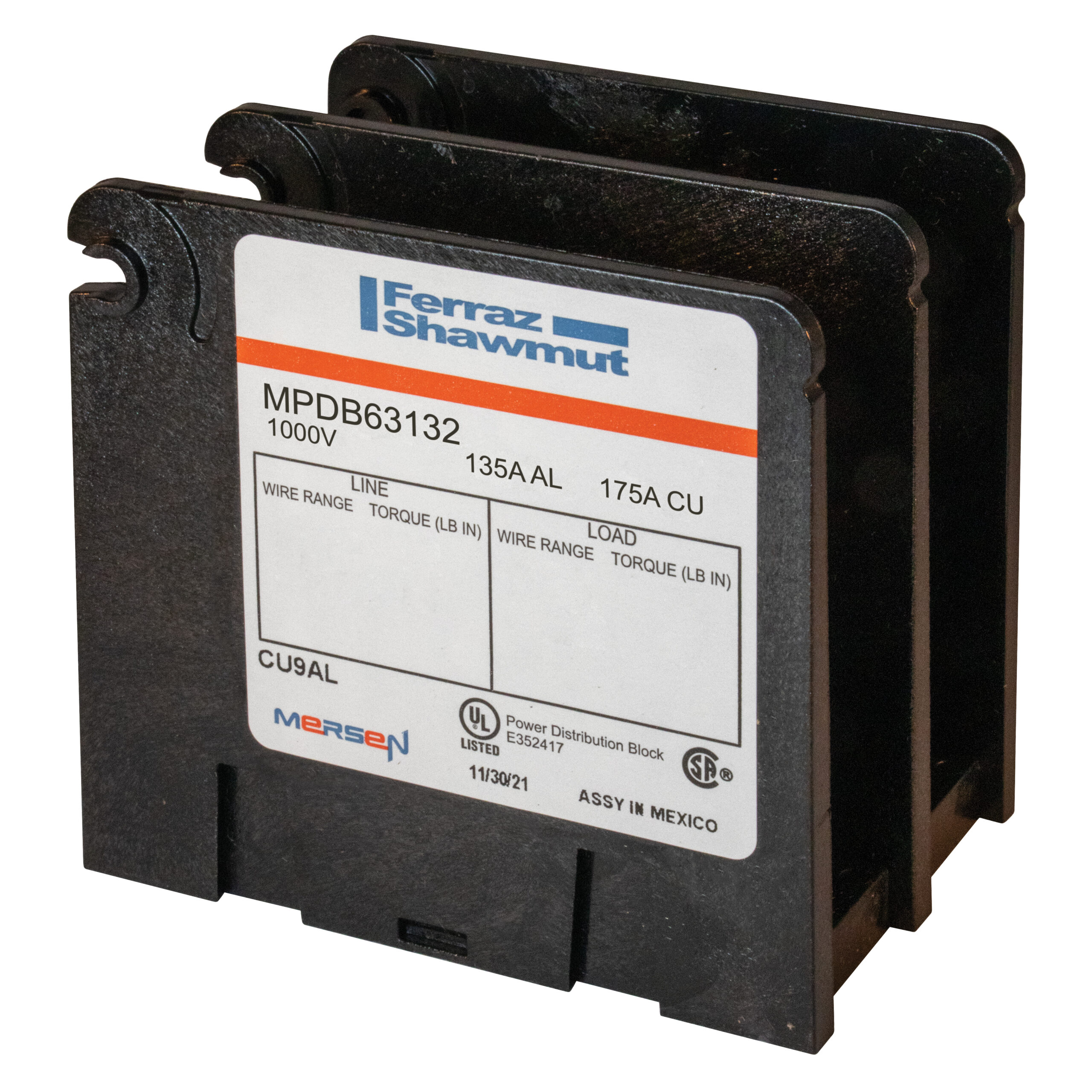 MPDB63132 Mersen Power Stud Terminal Block 1000V 175A Stud Parts Distributor Mersen MPDB63132
