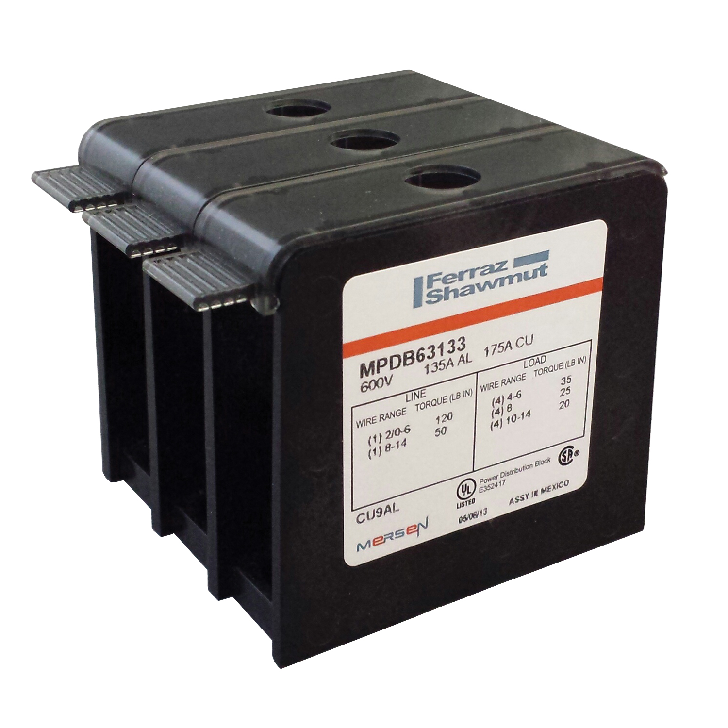 MPDB63133 Mersen Power Stud Terminal Block 1000V 175A Stud Parts Distributor Mersen MPDB63133