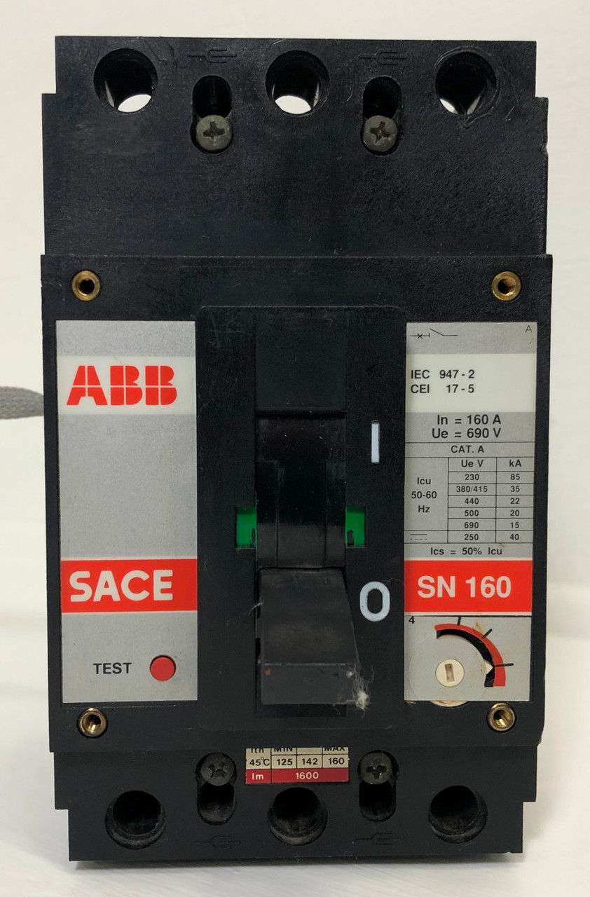 ABB SACE SN 160 Circuit Breaker w/Shunt 160A 690V 3 Poles Parts Distributor ABB SACE SN 160 Circuit Breaker w/Shunt 160A 690V 3 Poles