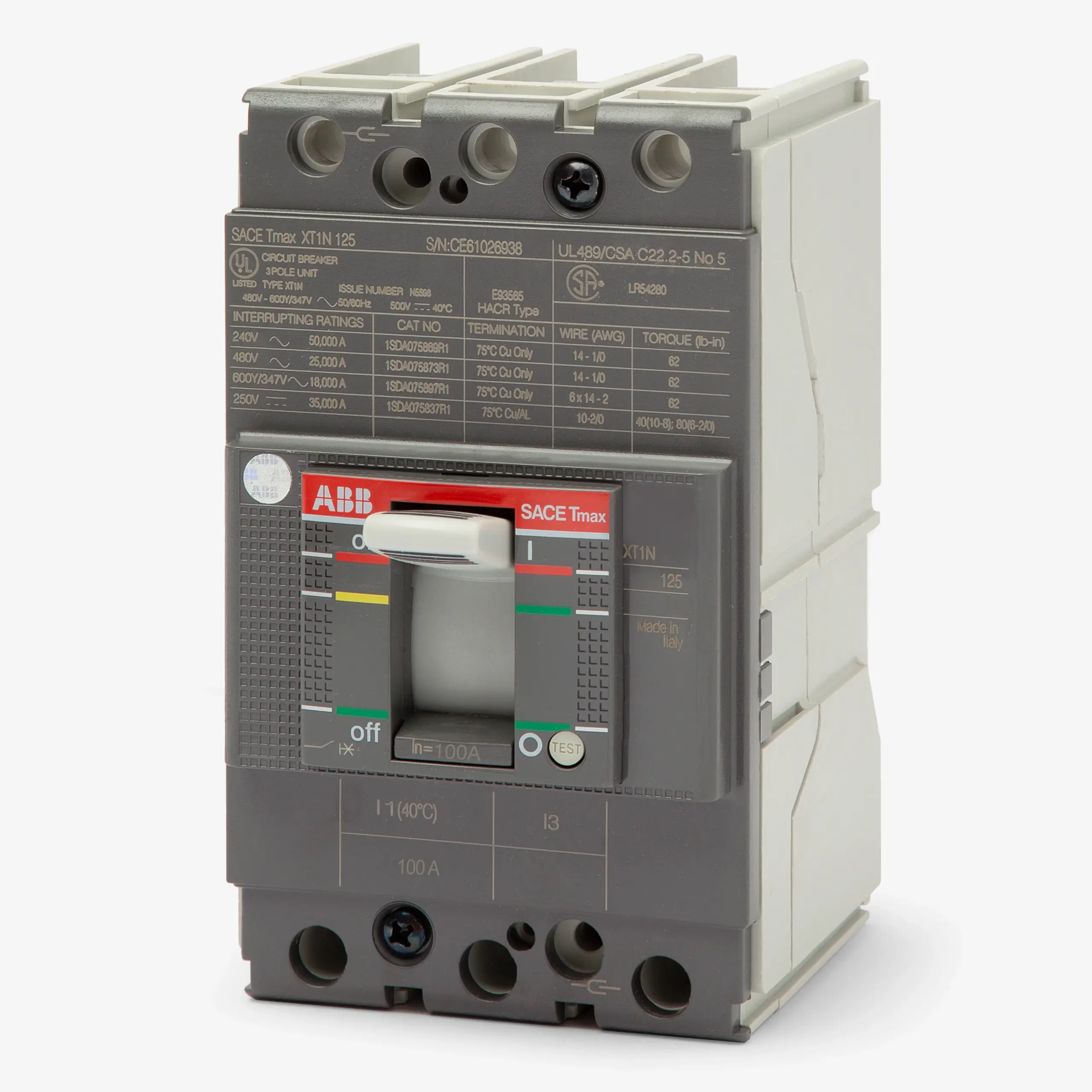 XT1HU3125AFF000XXX ABB Circuit Breaker 125A 600V 3 Poles Parts Distributor XT1HU3125AFF000XXX ABB Circuit Breaker 125A 600V 3 Poles
