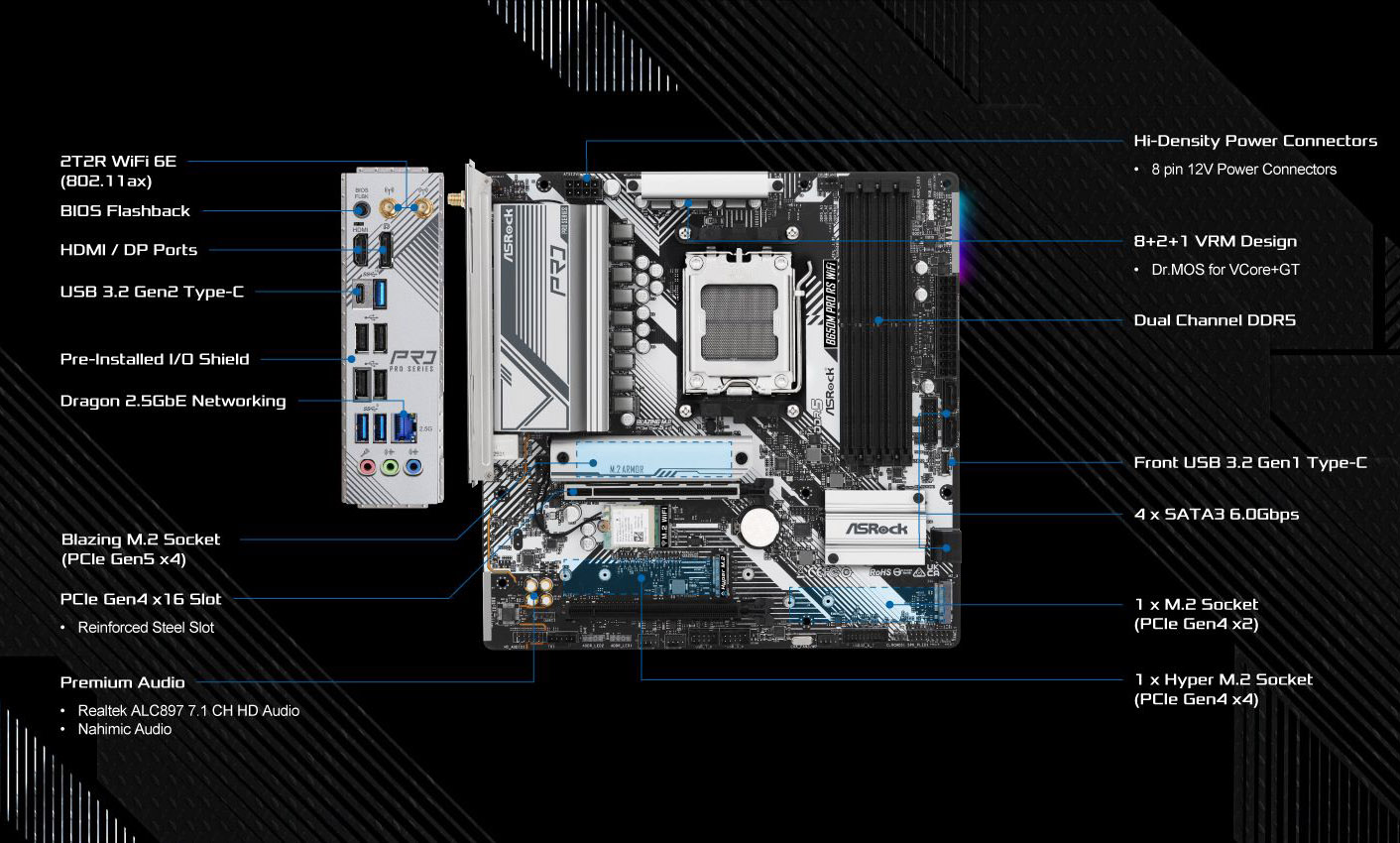 B650M PRO RS ASRock AMD Ryzen Micro ATX Motherboard Parts Distributor B650M PRO RS ASRock AMD Ryzen Micro ATX Motherboard - Image 2