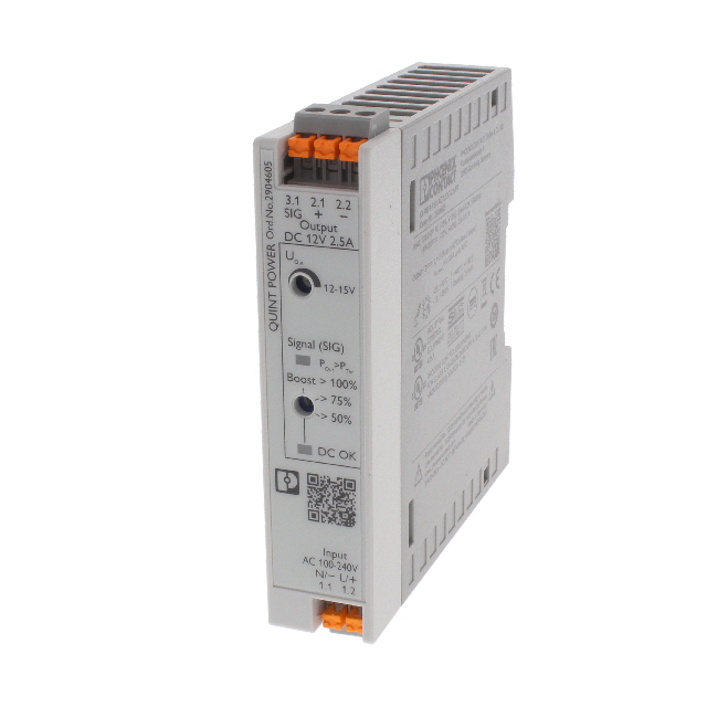 2904605 Phoenix Contact AC/DC DIN Rail Power Supply 12V 30W Parts Distributor 2904605 Phoenix Contact AC/DC DIN Rail Power Supply 12V 30W