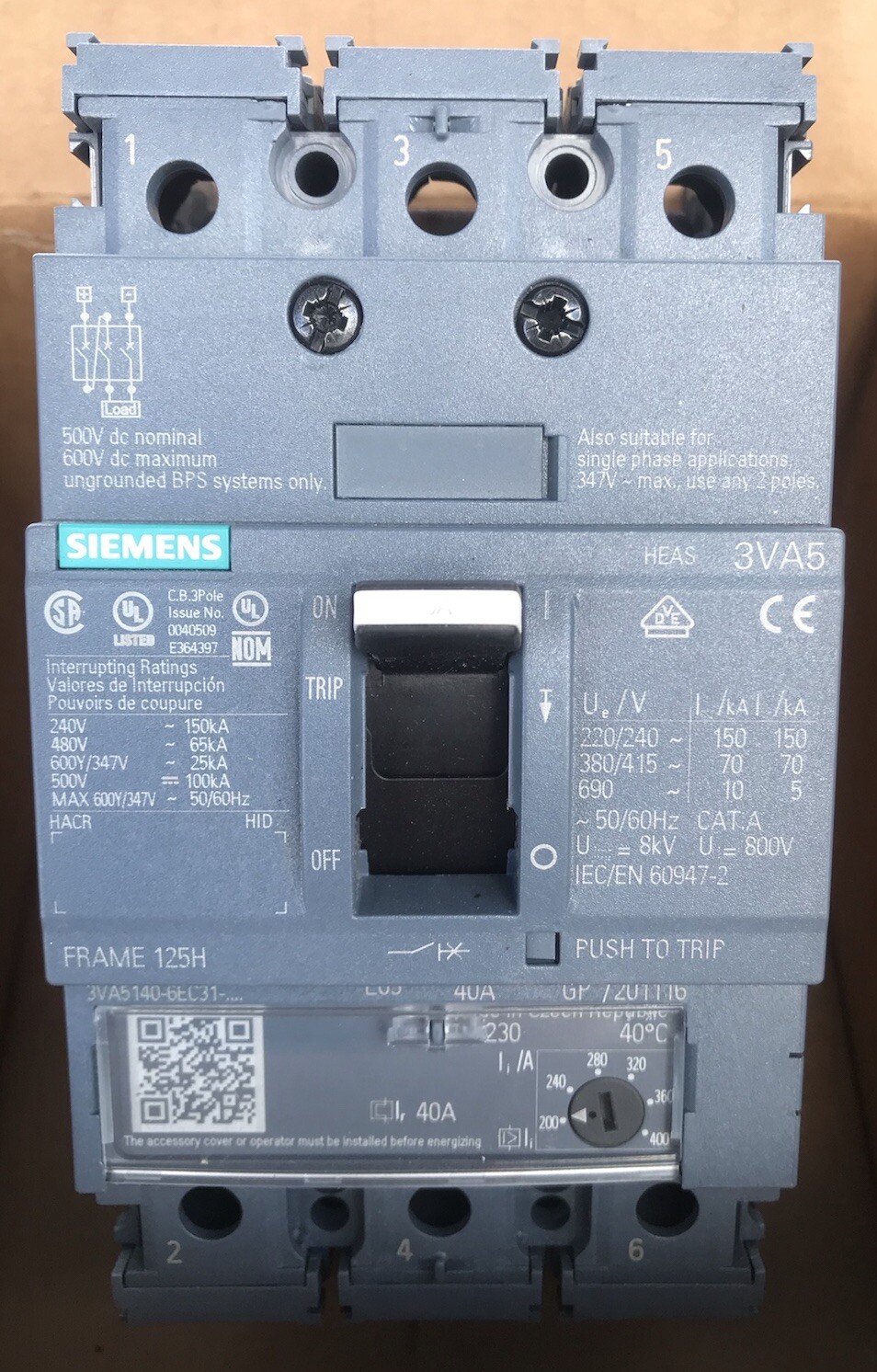 3VA6110-5JQ31-0AA0 Siemens Circuit Breaker 600V 100A 3-Poles Parts Distributor 3VA6110-5JQ31-0AA0 Siemens Circuit Breaker 600V 100A 3-Poles