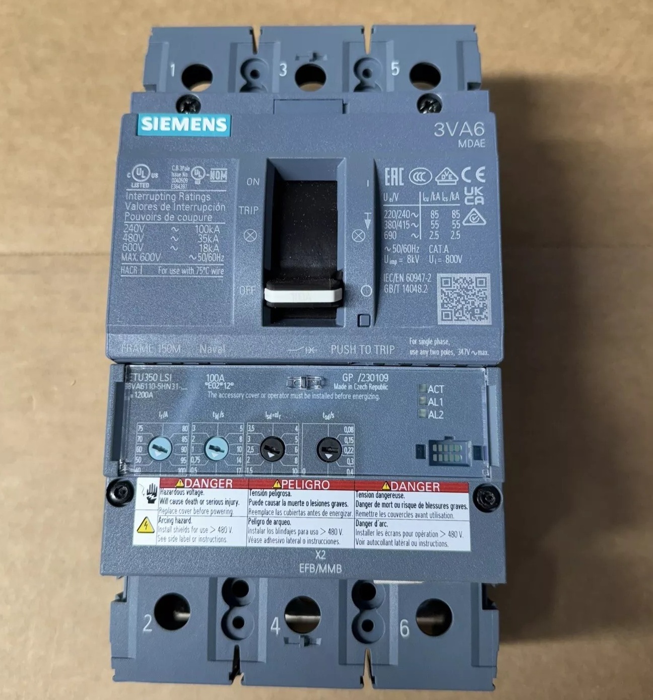 3VA61107HL310AA0 Siemens Circuit Breaker 690V 100A 3-Pole Parts Distributor 3VA61107HL310AA0 Siemens Circuit Breaker 690V 100A 3-Pole