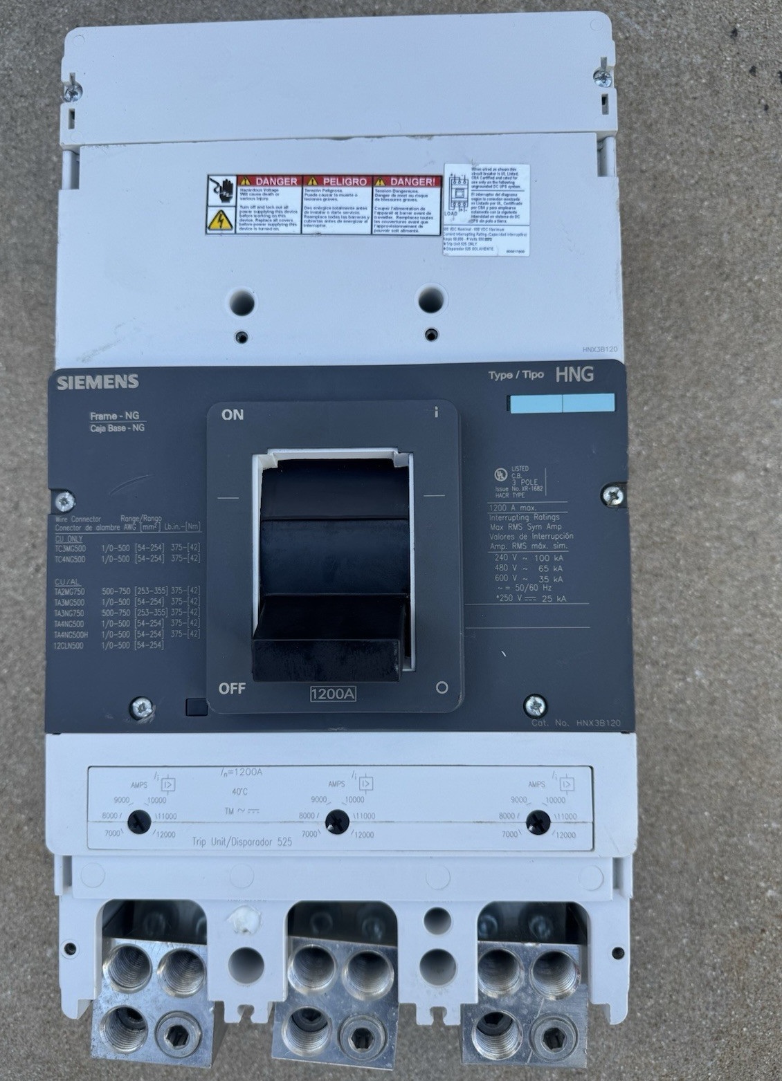 HNX3B120 Siemens Circuit Breaker 600V 1200A 3-Pole Parts Distributor HNX3B120 Siemens Circuit Breaker 600V 1200A 3-Pole