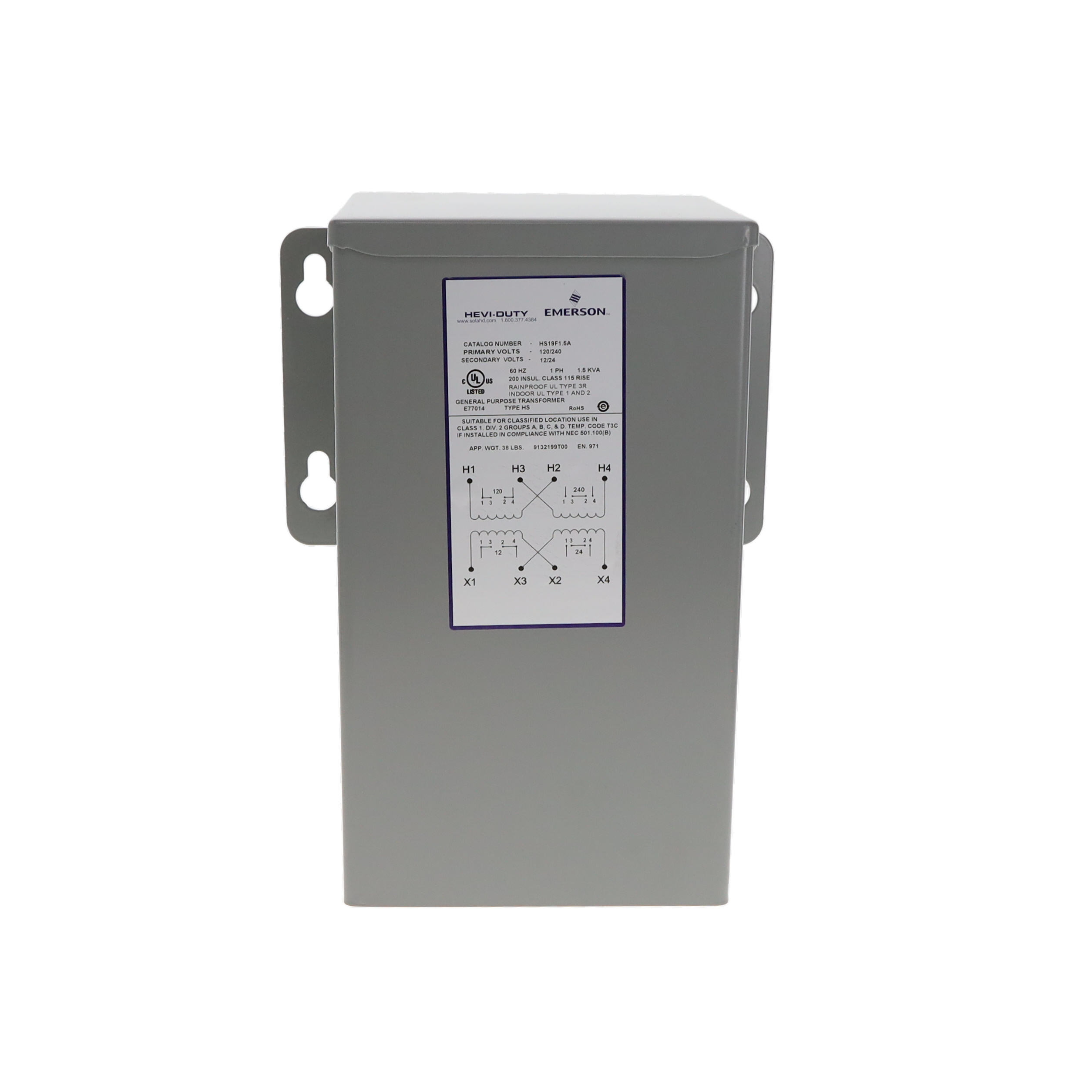 HS19F1.5A SolaHD Transformer 1.5KVA, 1P, 120x240V – 12/24, Buck-Boost Parts Distributor HS19F1.5A SolaHD Transformer 1.5KVA, 1P, 120x240V - 12/24, Buck-Boost