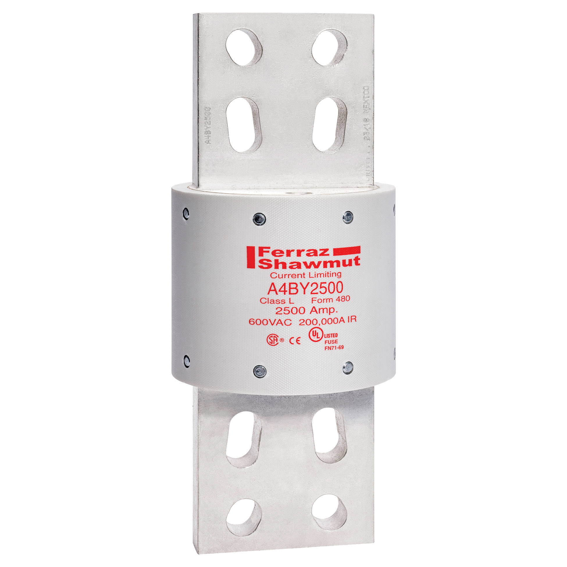 A4BY2500 Mersen Fuse 2.5kA 600VAC Cylindrical Blades Parts Distributor A4BY2500 Mersen Fuse 2.5kA 600VAC Cylindrical Blades