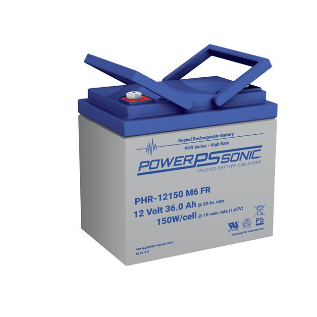 PHR-12150 M6 FR PowerSonic Battery Lead Acid 12V 36AH Battery Parts Distributor PHR-12150 M6 FR PowerSonic Battery Lead Acid 12V 36AH Battery