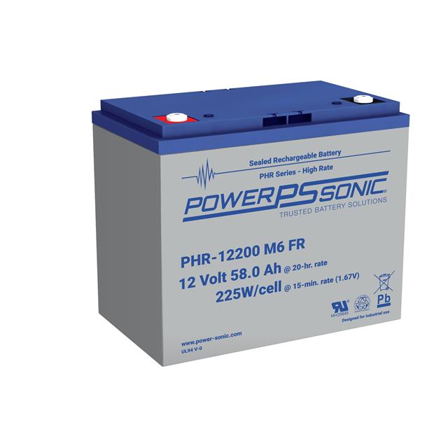 PHR-12200 M6 FR PowerSonic Battery Lead Acid 12V 58AH Battery Parts Distributor PHR-12200 M6 FR PowerSonic Battery Lead Acid 12V 58AH Battery