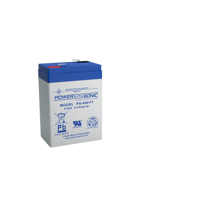 PS-640 F1 PowerSonic Battery Lead Acid 6V 4.5AH Battery Parts Distributor PS-640 F1 PowerSonic Battery Lead Acid 6V 4.5AH Battery